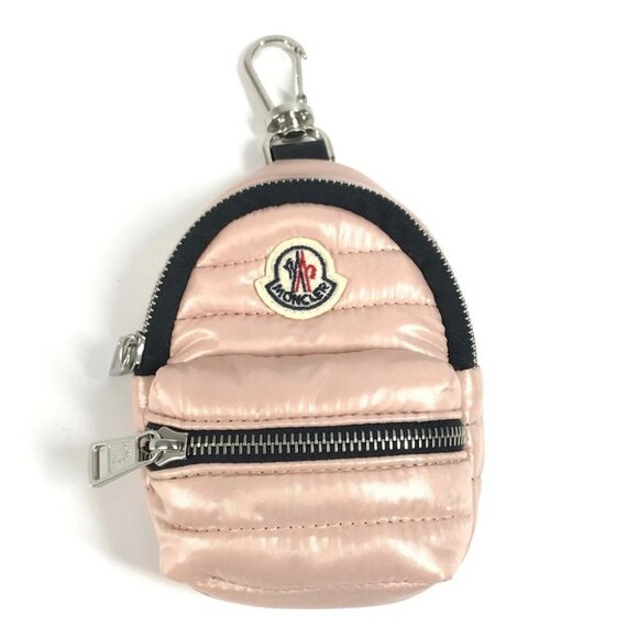 MONCLER 6F00001 Backpack Logo Bag Charm Accessories Key Holder Nylon pink - Picture 1 of 13